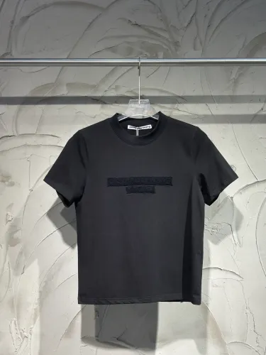 Alexander Wang Distressed Logo Shrunken Tee In Cotton Jersey