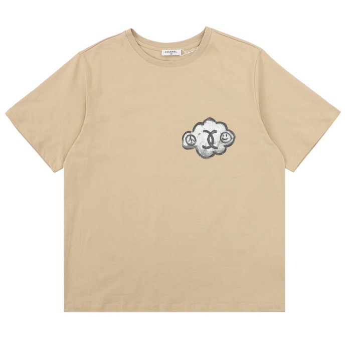 Chanel Hand-painted Graffiti Cotton Short Sleeve T-shirt