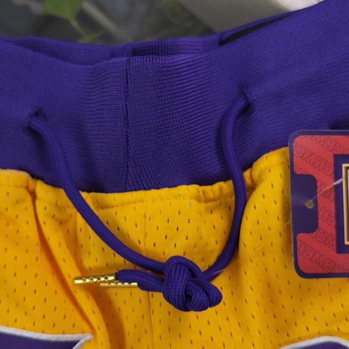 NBA Nick Mitchell & Ness Just Don co-branded Los Angeles Lakers embroidered letter logo quick-drying basketball shorts