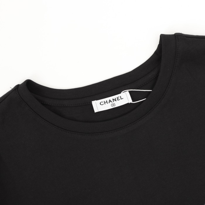 Chanel Hand-painted Graffiti Cotton Short Sleeve T-shirt