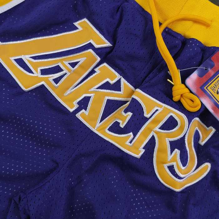 NBA Nick Mitchell & Ness Just Don co-branded Los Angeles Lakers embroidered letter logo quick-drying basketball shorts