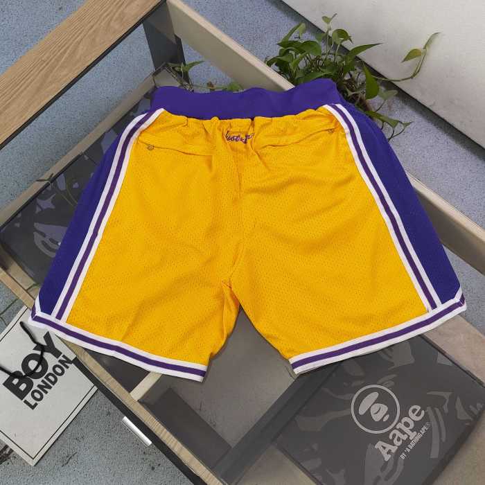 NBA Nick Mitchell & Ness Just Don co-branded Los Angeles Lakers embroidered letter logo quick-drying basketball shorts