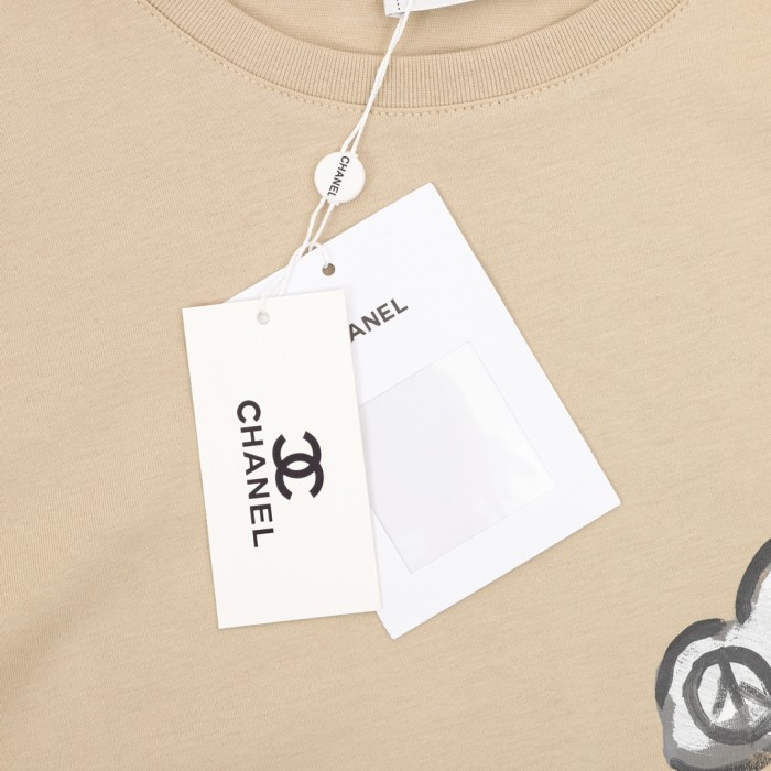 Chanel Hand-painted Graffiti Cotton Short Sleeve T-shirt