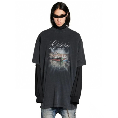 Balenciaga Men's Getaria T-shirt Oversized in Black Faded