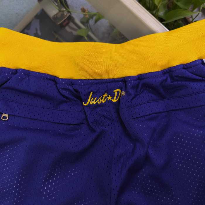 NBA Nick Mitchell & Ness Just Don co-branded Los Angeles Lakers embroidered letter logo quick-drying basketball shorts