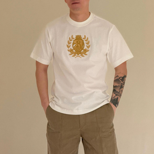 Burberry Crest Cotton T-shirt in Chalk