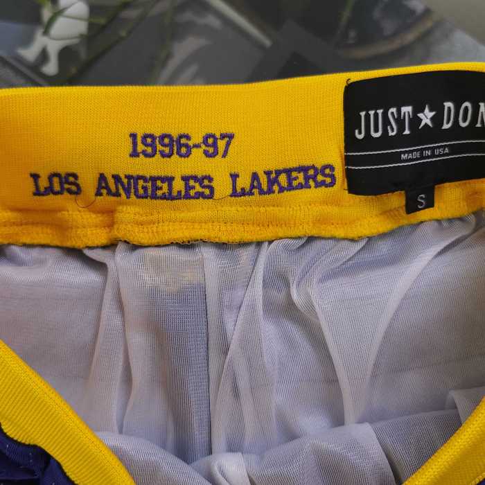 NBA Nick Mitchell & Ness Just Don co-branded Los Angeles Lakers embroidered letter logo quick-drying basketball shorts