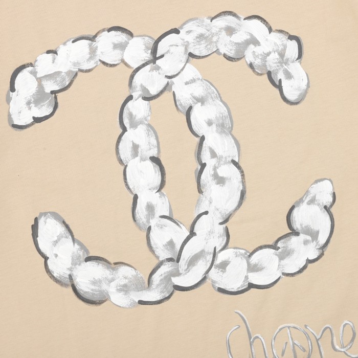 Chanel Hand-painted Graffiti Cotton Short Sleeve T-shirt