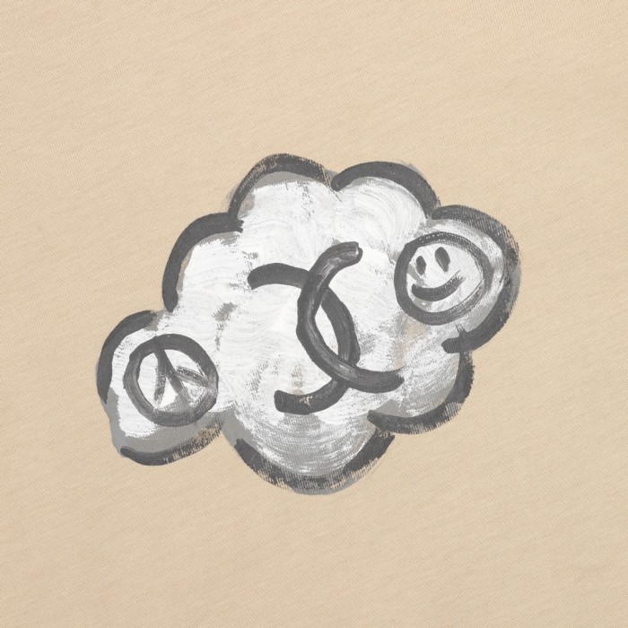 Chanel Hand-painted Graffiti Cotton Short Sleeve T-shirt