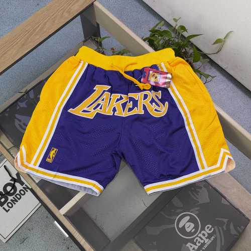 NBA Nick Mitchell & Ness Just Don co-branded Los Angeles Lakers embroidered letter logo quick-drying basketball shorts