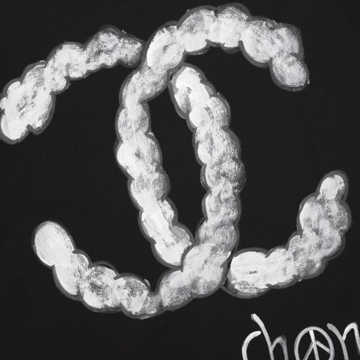 Chanel Hand-painted Graffiti Cotton Short Sleeve T-shirt