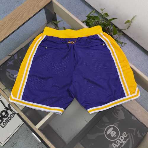 NBA Nick Mitchell & Ness Just Don co-branded Los Angeles Lakers embroidered letter logo quick-drying basketball shorts