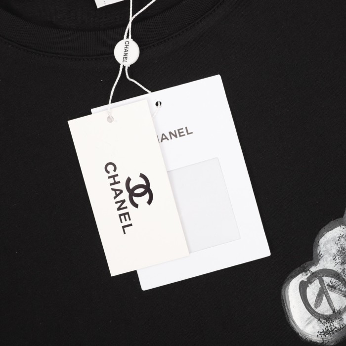 Chanel Hand-painted Graffiti Cotton Short Sleeve T-shirt