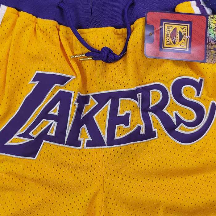 NBA Nick Mitchell & Ness Just Don co-branded Los Angeles Lakers embroidered letter logo quick-drying basketball shorts