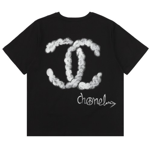 Chanel Hand-painted Graffiti Cotton Short Sleeve T-shirt