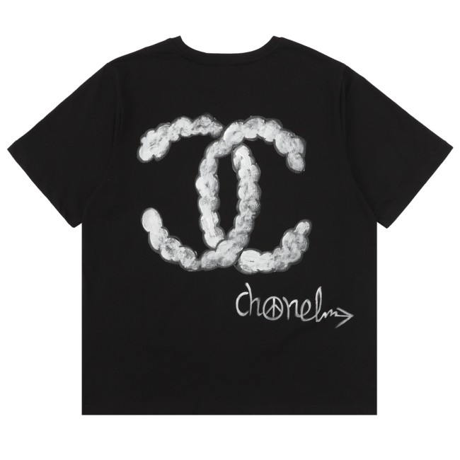 Chanel Hand-painted Graffiti Cotton Short Sleeve T-shirt