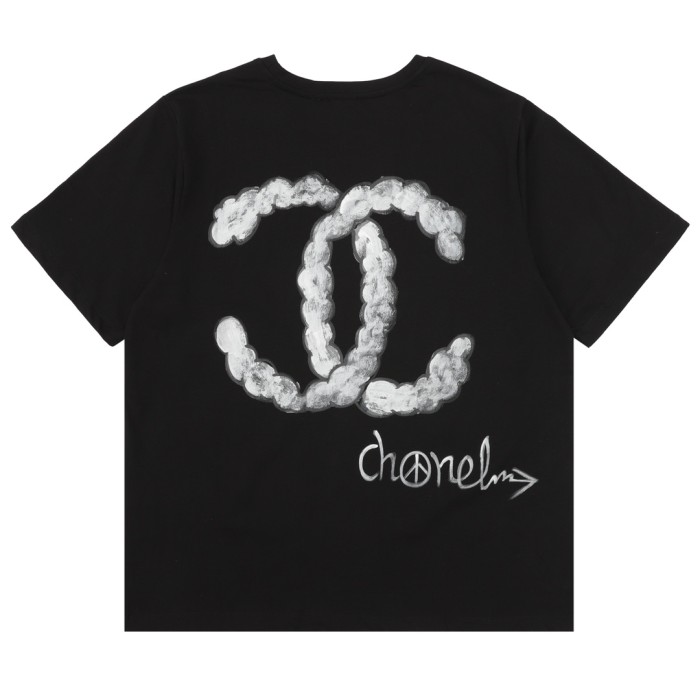 Chanel Hand-painted Graffiti Cotton Short Sleeve T-shirt