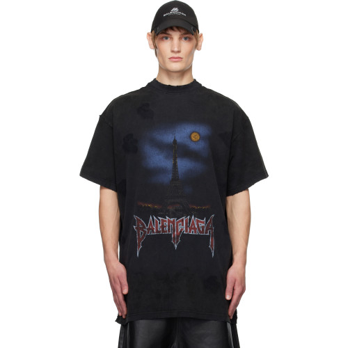 Balenciaga Men's Paris Moon Double Front T-shirt Oversized
