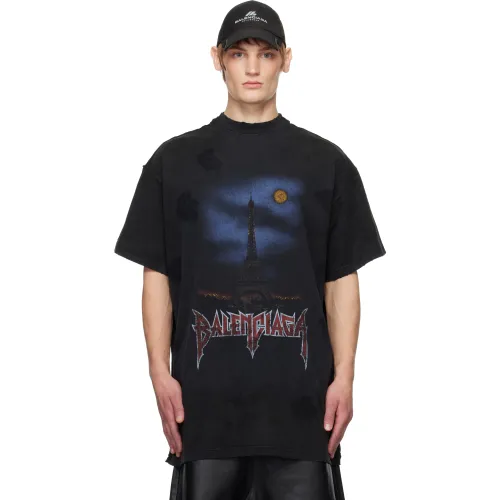 Balenciaga Men's Paris Moon Double Front T-shirt Oversized