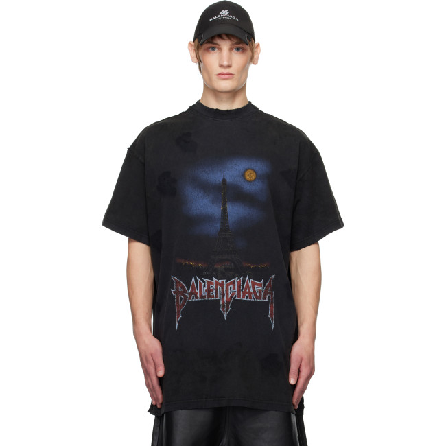 Balenciaga Men's Paris Moon Double Front T-shirt Oversized