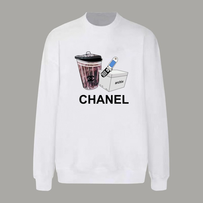 Chanel LOGO Cotton Jersey Crew Neck Sweatshirt