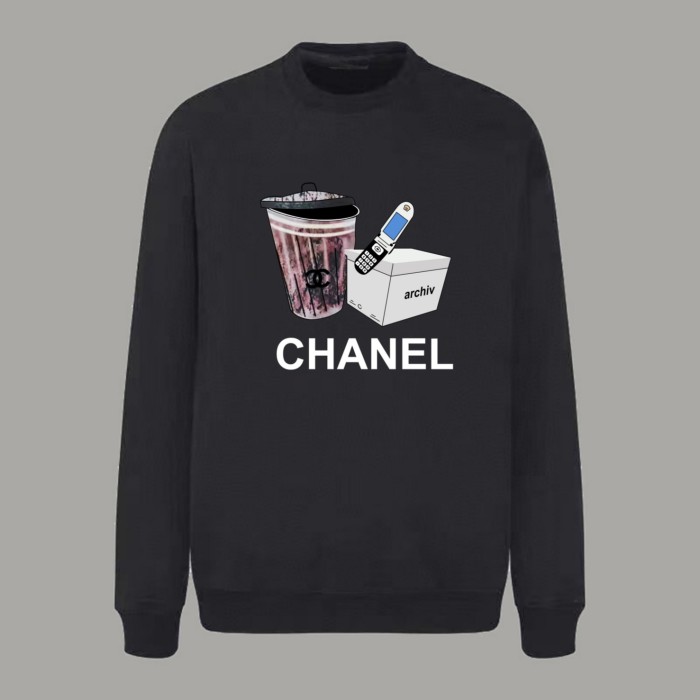 Chanel LOGO Cotton Jersey Crew Neck Sweatshirt
