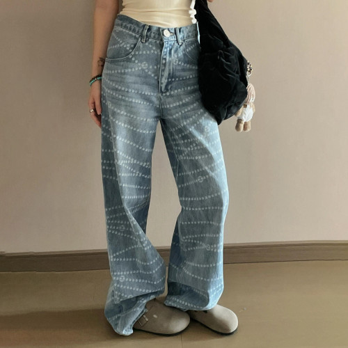 CHANEL LOGO PRINTED DENIM JEANS