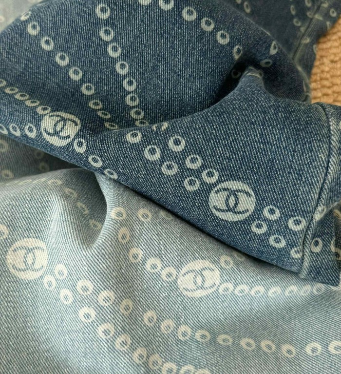 CHANEL LOGO PRINTED DENIM JEANS
