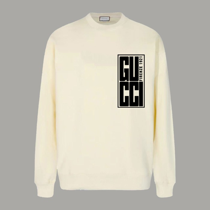 GUCCI Logo Detail Heavy Cotton Round Neck Sweatshirt