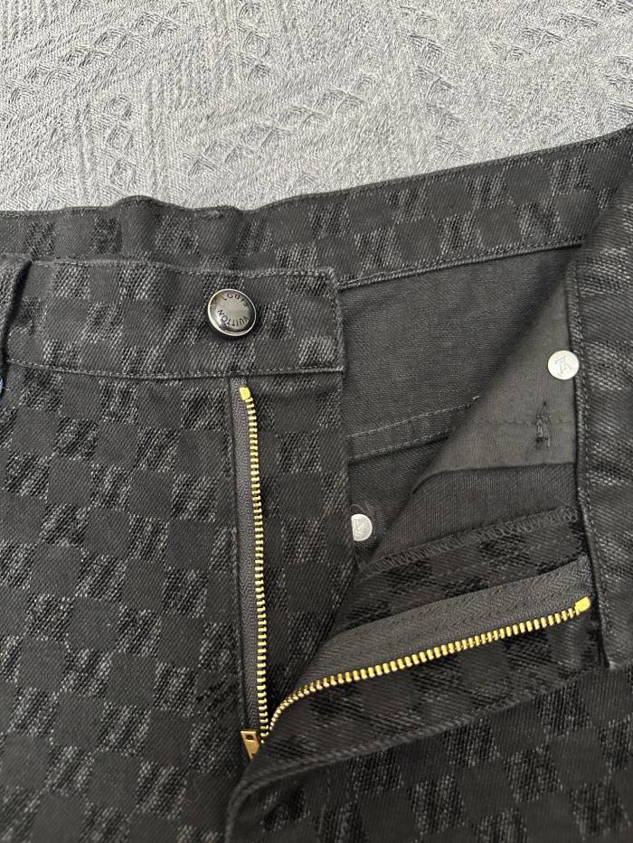 Louis Vuitton Checkerboard Flocked Denim Shorts