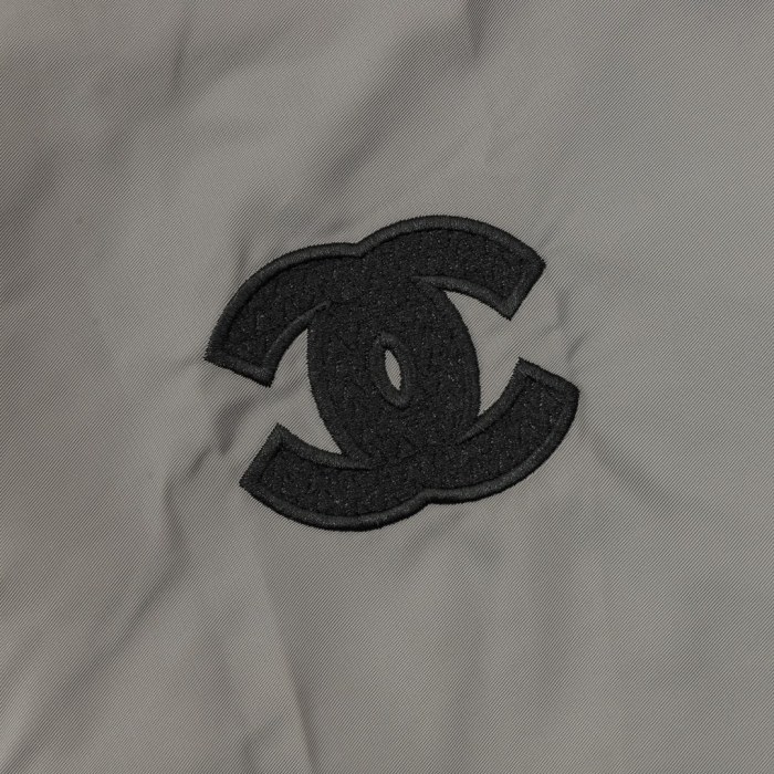 Chanel CC Embroidery Zip-Up Hooded Trench Jacket