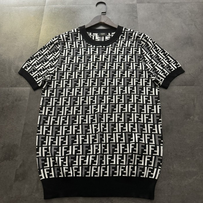 FENDI FF-motif Knitted Jumper Short Sleeve T-Shirt
