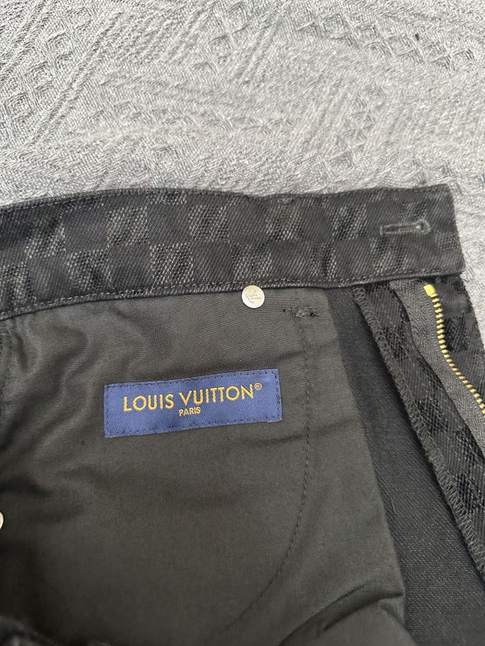 Louis Vuitton Checkerboard Flocked Denim Shorts