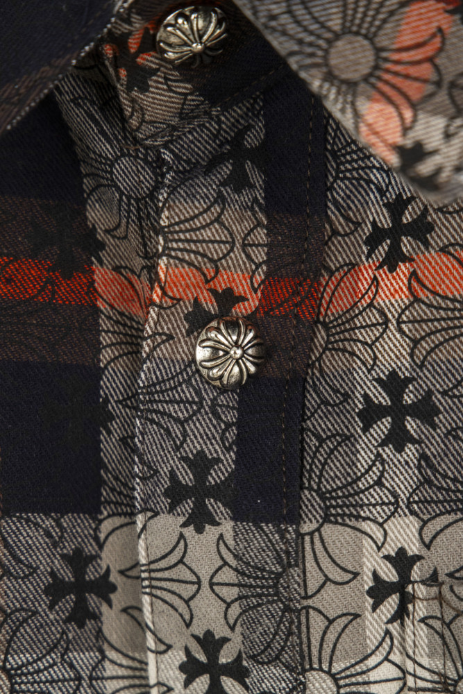 Chrome Hearts Jacquard Cross Logo Check Shirt