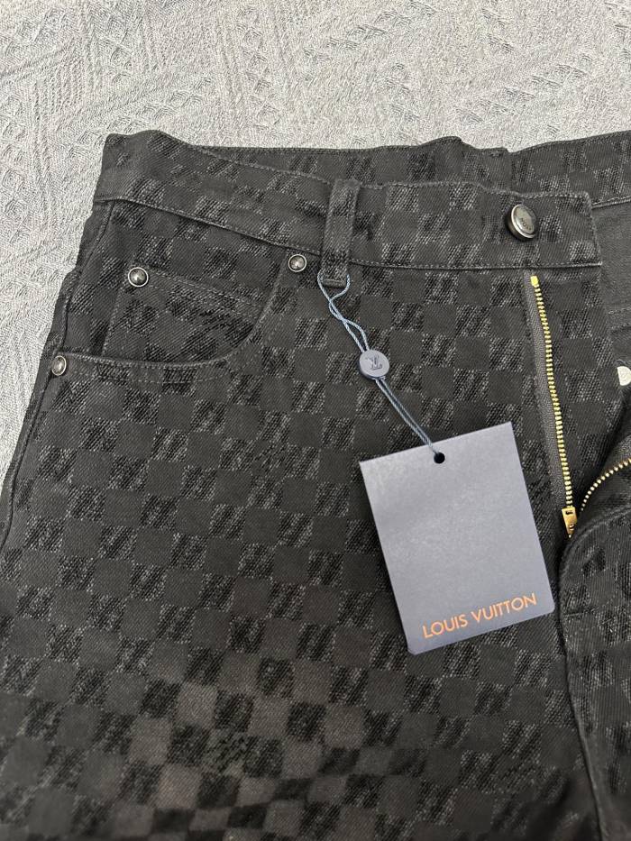 Louis Vuitton Checkerboard Flocked Denim Shorts
