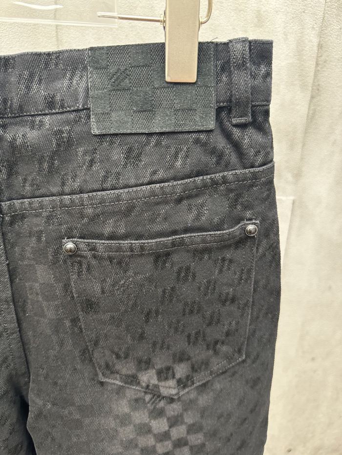 Louis Vuitton Checkerboard Flocked Denim Shorts