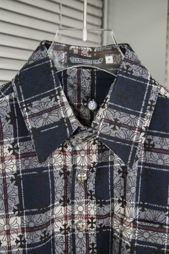 Chrome Hearts Jacquard Cross Logo Check Shirt