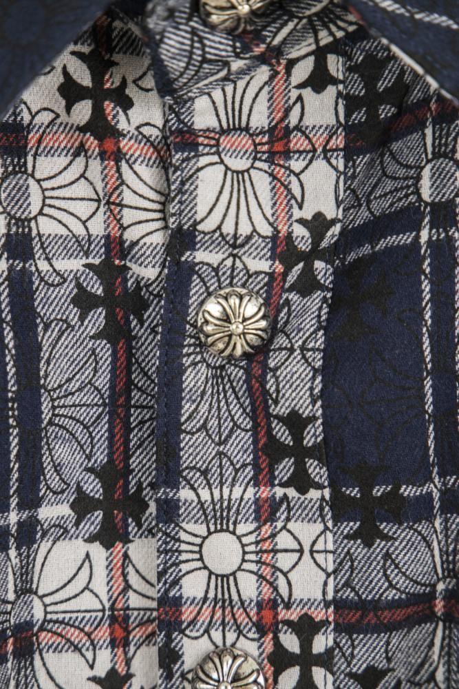 Chrome Hearts Jacquard Cross Logo Check Shirt