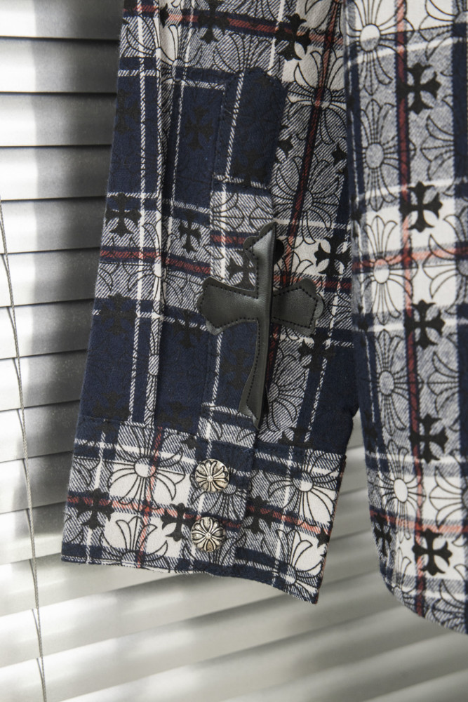 Chrome Hearts Jacquard Cross Logo Check Shirt