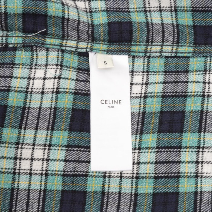 Celine Green Check Flannel Long Sleeve Shirt