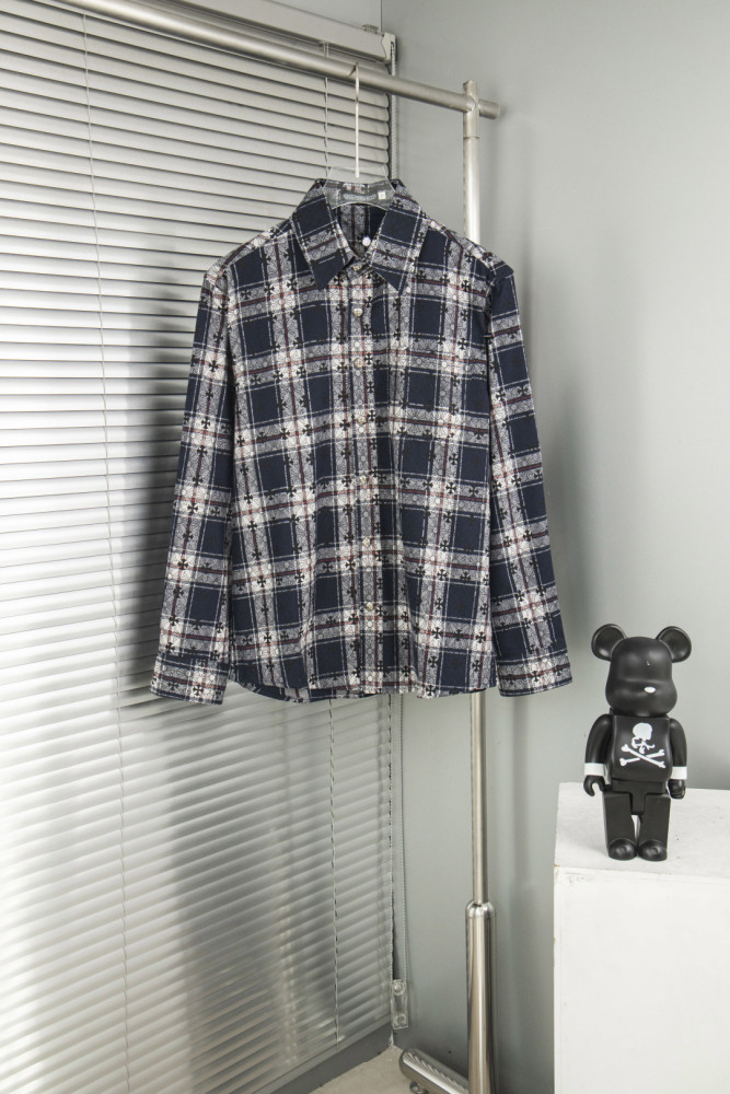 Chrome Hearts Jacquard Cross Logo Check Shirt