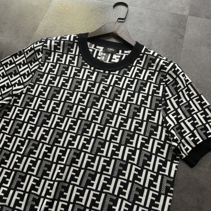 FENDI FF-motif Knitted Jumper Short Sleeve T-Shirt