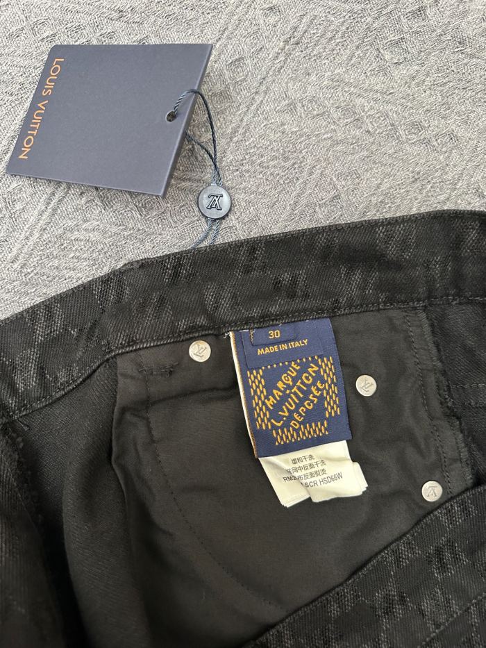Louis Vuitton Checkerboard Flocked Denim Shorts