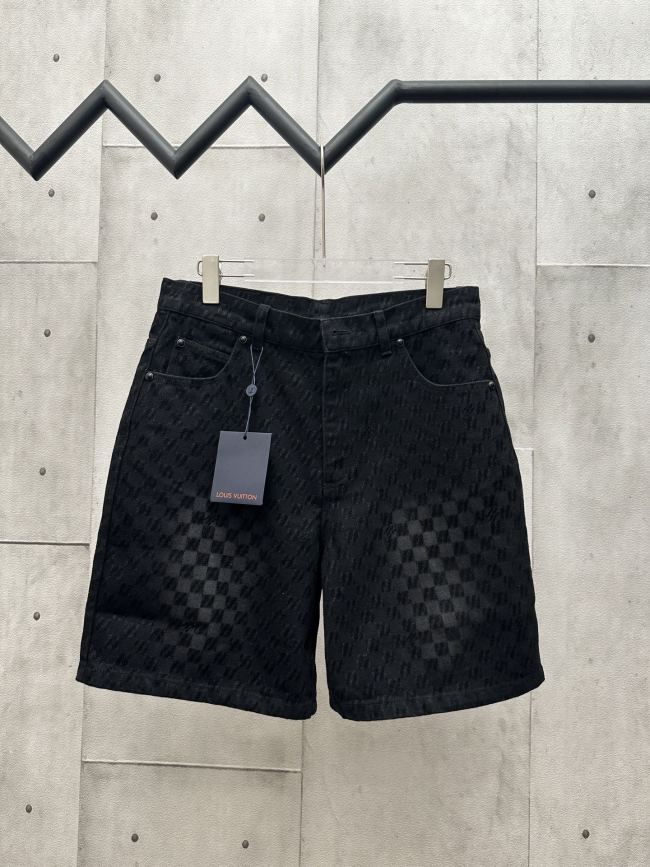 Louis Vuitton Checkerboard Flocked Denim Shorts