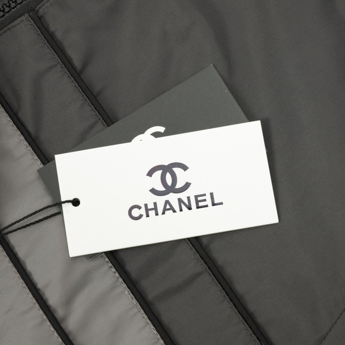 Chanel CC Embroidery Zip-Up Hooded Trench Jacket