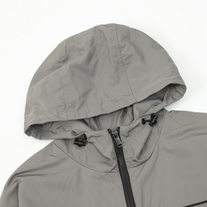 Chanel CC Embroidery Zip-Up Hooded Trench Jacket