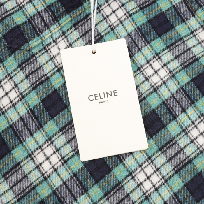 Celine Green Check Flannel Long Sleeve Shirt