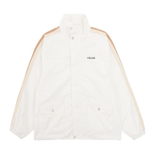 Celine Woven Zip-Up Jacket with Side Webbing