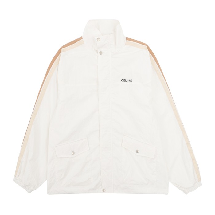 Celine Woven Zip-Up Jacket with Side Webbing
