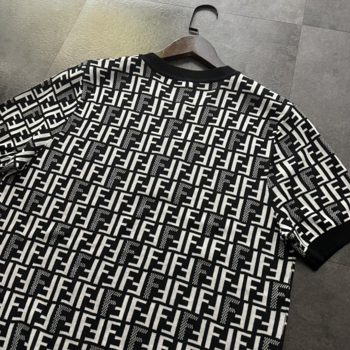 FENDI FF-motif Knitted Jumper Short Sleeve T-Shirt